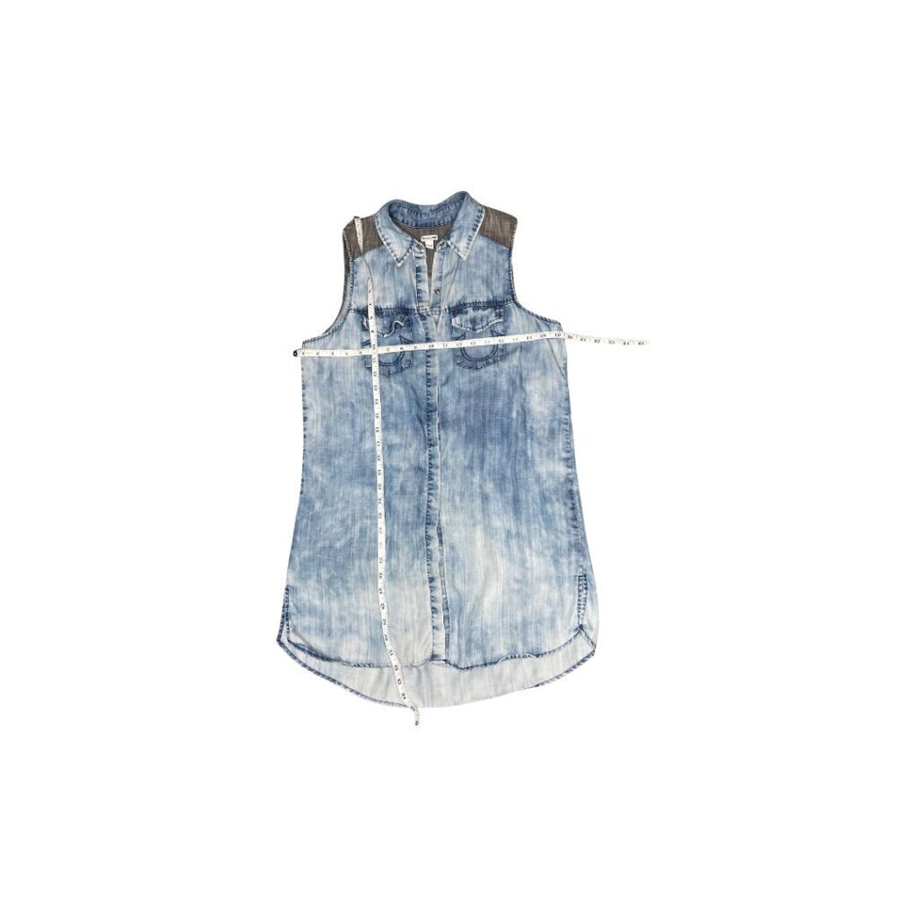 True Religion Womens Sleeveless Bleached Denim Chambray Georgia Dress Blue XS - Picture 7 of 9